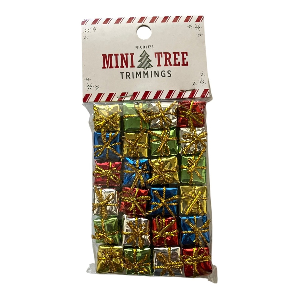 Nicole's 24pc Mini Christmas Tree Ornaments Metallic Gift Boxes Holiday Decor